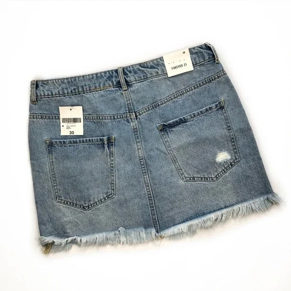 Distressed Denim Mini Skirt Size 30 - Picture 4 of 7